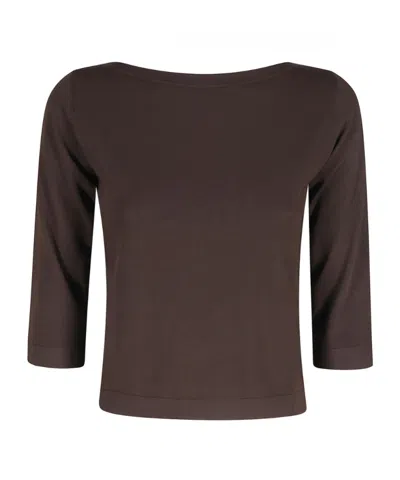 Roberto Collina Mid-length Sleeve T-shirt In Brown