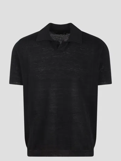 Roberto Collina Milano Stitch Polo Shirt In Black