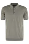 Roberto Collina Military Green Polo Shirt With Buttoned Collar In Grey