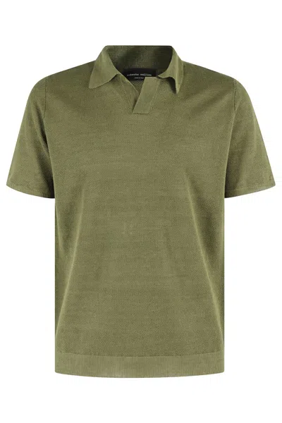 Roberto Collina Military Green Short Sleeve Piquet Polo Shirt