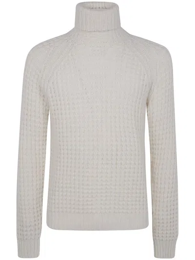 Roberto Collina Military Stitch Long Sleeves Turtle Neck Sweater Clothing In Neutral