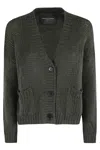 Roberto Collina Textured Knit Cardigan Front Pockets In Gray