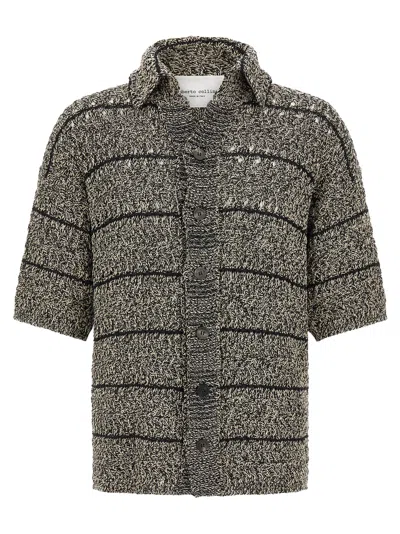 Roberto Collina Multicolor Cotton Pattern Shirt In Gray