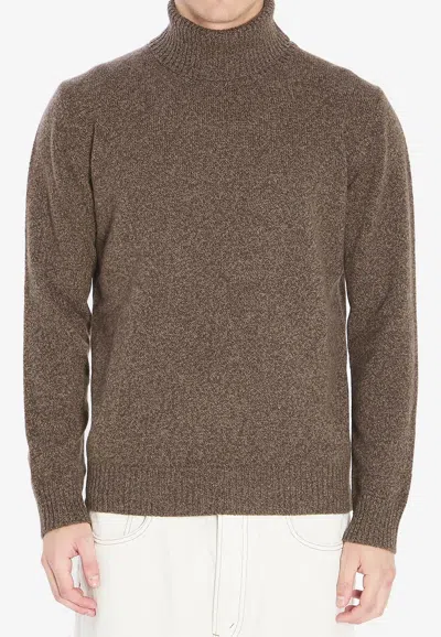 Roberto Collina Mouline Turtleneck Sweater In Brown
