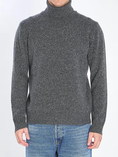 Roberto Collina Ribbed High Collar Turtleneck Sweater In Gray