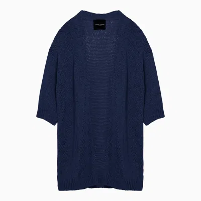 Roberto Collina Navy Cardigan In Blend Knit In Blue