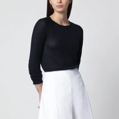 Roberto Collina Navy Blue Crewneck Sweater In Cashmere And Silk In Multi