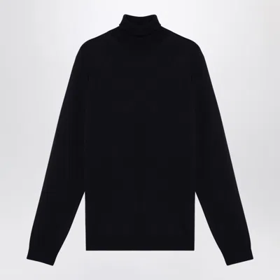 ROBERTO COLLINA NAVY MERINO WOOL TURTLENECK SWEATER