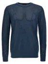 Roberto Collina Mesh Crew Neck Sweater In Blue