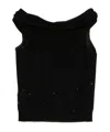 Roberto Collina Wool Top With Micro Sequins And Draped Detail In Black