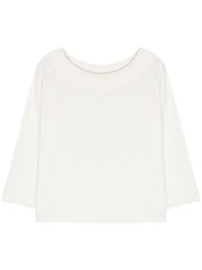 Roberto Collina Off-shoulder Knitted Top In Neutrals