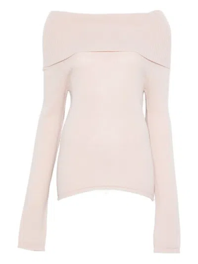 Roberto Collina Off-shoulder Sweater In Pink