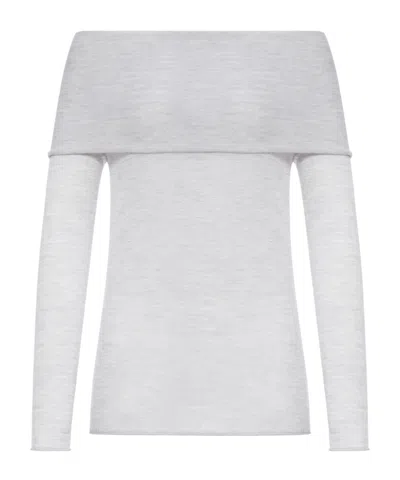 Roberto Collina Off-the-shoulder Pullover In Gray