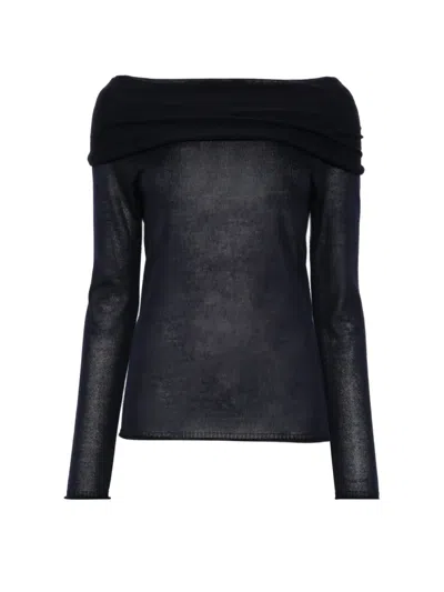 Roberto Collina Off-the-shoulder Sweater In Blue