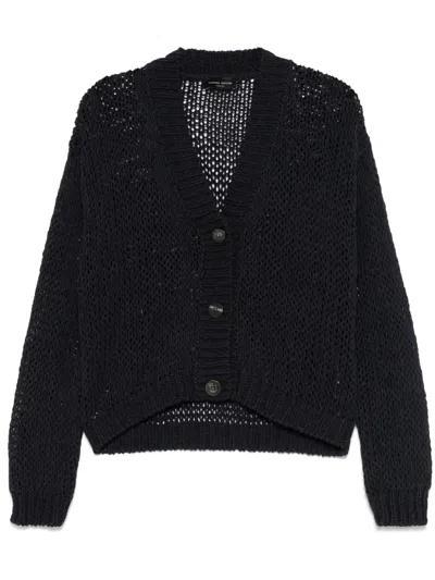 Roberto Collina Open-knit Cardigan In Navy