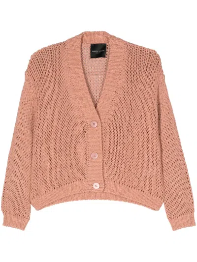 Roberto Collina Open-knit Cardigan In Pink