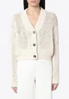 Roberto Collina Ecru Cardigan In Cotton-blend Knit In Neutral