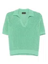 Roberto Collina Open-knit Polo T-shirt In Green
