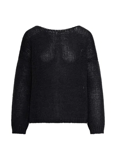 Roberto Collina Open-knit Sweater In Black