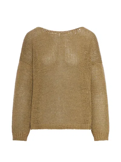 Roberto Collina Open-knit Sweater In Brown