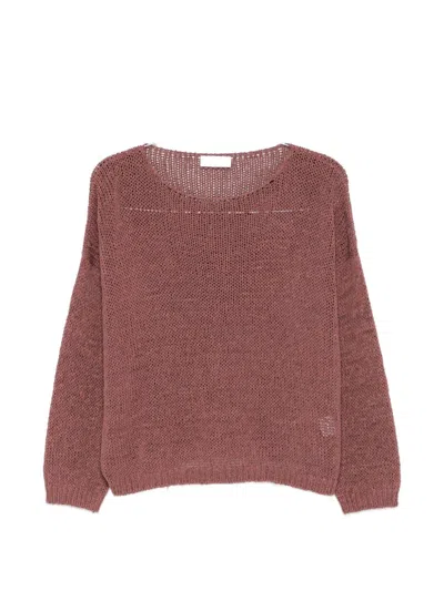 Roberto Collina Open Knit Sweater In Burgundy