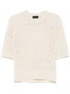 Roberto Collina Open-knit T-shirt In Neutrals
