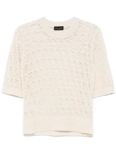 Roberto Collina Open-knit T-shirt In Neutrals