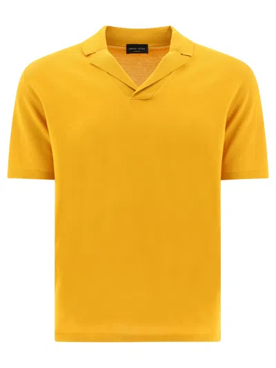 Roberto Collina Open Polo Shirts In Yellow