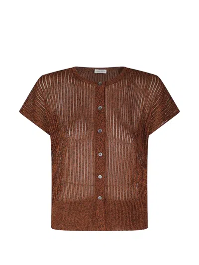 Roberto Collina Open-knit Cardigan In Brown