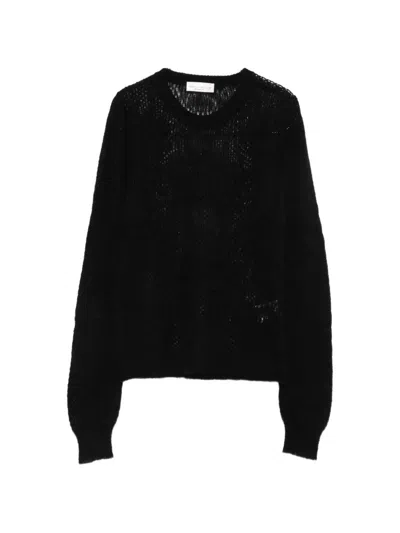 Roberto Collina Open-knit Sweater In Black