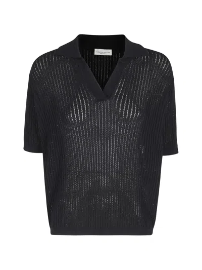 Roberto Collina Open-knit T-shirt In Black