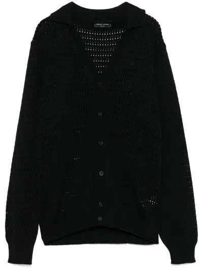 Roberto Collina Openwork Cardigan In Black
