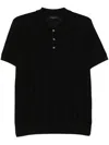 Roberto Collina Openwork-knit Polo Shirt In Black