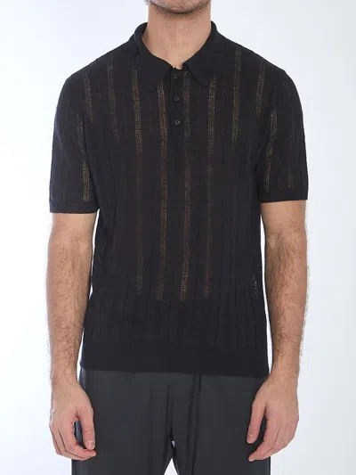 ROBERTO COLLINA OPENWORK KNIT POLO SHIRT