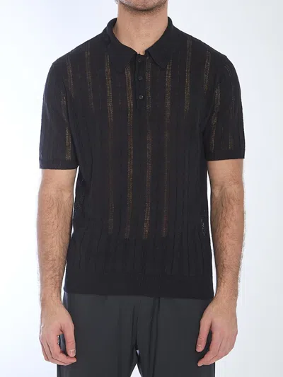 ROBERTO COLLINA OPENWORK KNIT POLO SHIRT