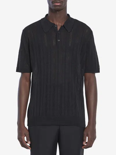 ROBERTO COLLINA OPENWORK KNIT POLO SHIRT