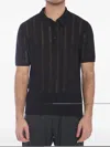 Roberto Collina Openwork Knit Polo Shirt In Black