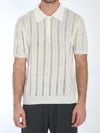 Roberto Collina Openwork Knit Polo Shirt In White