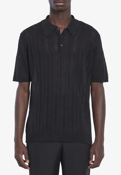ROBERTO COLLINA OPENWORK POLO T-SHIRT