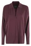 Roberto Collina Oversized Burgundy Polo Shirt With Classic Collar In Multi