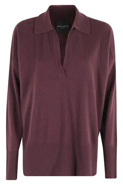 Roberto Collina Oversized Burgundy Polo Shirt With Classic Collar