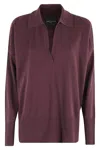 Roberto Collina Oversized Burgundy Polo Shirt With Classic Collar In Multi