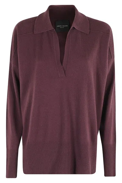 ROBERTO COLLINA OVERSIZED BURGUNDY POLO SHIRT WITH CLASSIC COLLAR