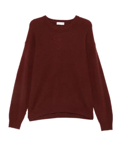 Roberto Collina Oversized Crew Neck Knit Sweater In Burgundy