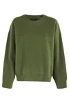 Roberto Collina Oversized Crew Neck Sweater In Musk Merino Wool In Green