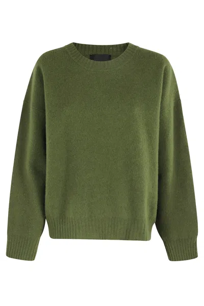 ROBERTO COLLINA OVERSIZED CREW NECK SWEATER IN MUSK MERINO WOOL