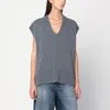 Roberto Collina Oversized Wool Knit Vest Sleeveless In Gray