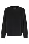 Roberto Collina Oversized Merino Wool Sweater With Classic Crew Neckline In Black