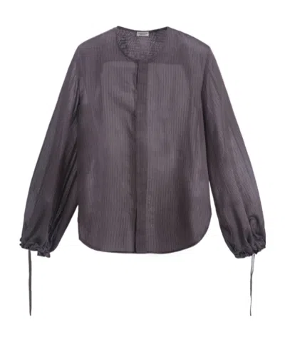 Roberto Collina Oversized Shirt With Drawstrings Sleeves In Black