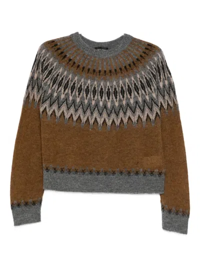 Roberto Collina Patterned Sweater In Brown